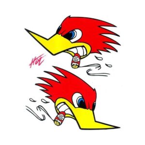 No Label | Stk. woodpecker smoking 14 x 16 cm