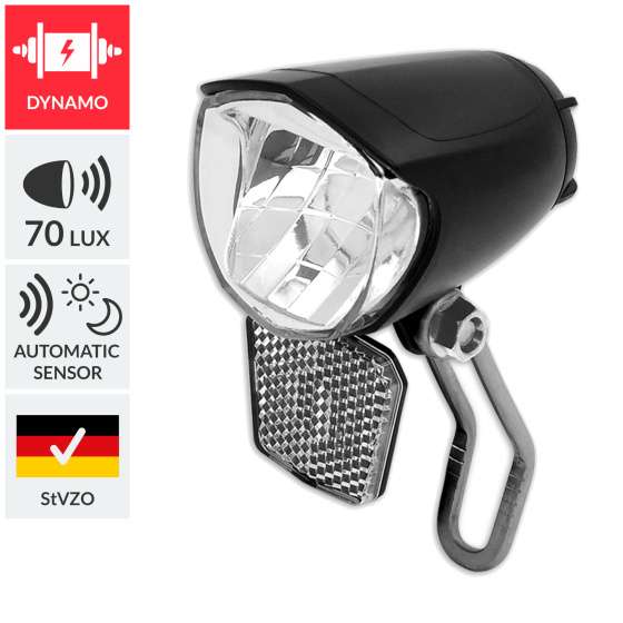 Lynx | Dynamo Max Sensor koplamp 70 lux OEM zwart