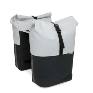 New Looxs | Nyborg MIK Dubbele Fietstas 34 Liter Lichtgrijs/Zwart