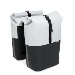 New Looxs | Nyborg Dubbele Fietstas 34 Liter Lichtgrijs/Zwart