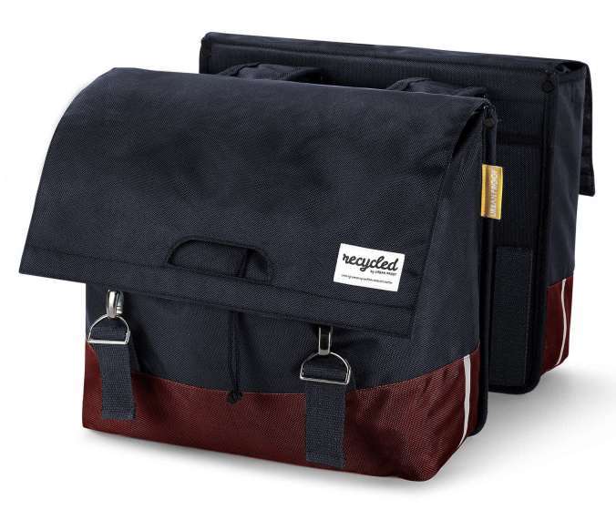Urban Proof | Gerecyclede Dubbele Fietstas 40 Liter Bordeaux/grijs